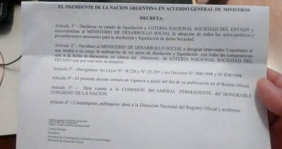 El Gobierno orden� liquidar Loter�a Nacional y peligran 200 empleos