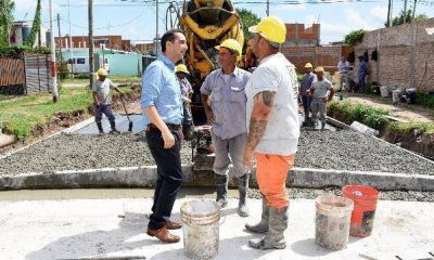 Tagliaferro recorri� una nueva obra de pavimentaci�n
