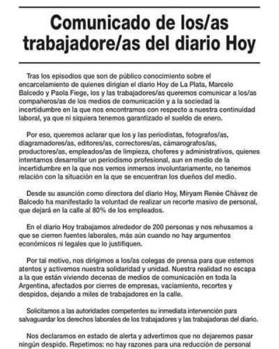 Trabajadores del diario Hoy, propiedad de Balcedo, temen por posibles despidos