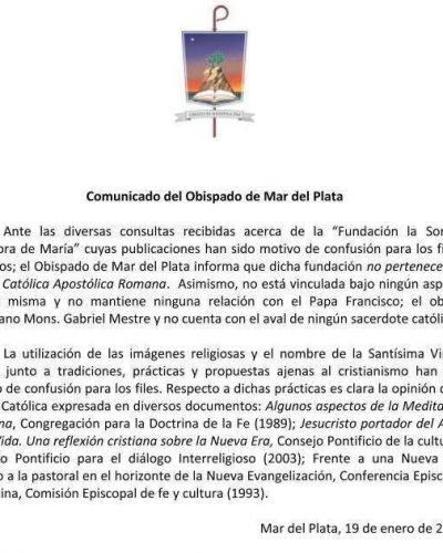 Advierten que no es cat�lica una fundaci�n que opera en Quequ�n