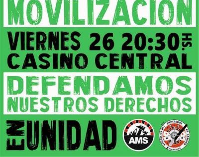 Movilizan este viernes los empleados de casino