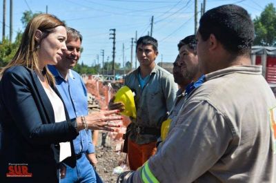 Vidal recorri� obras de desag�es pluviales en Almirante Brown