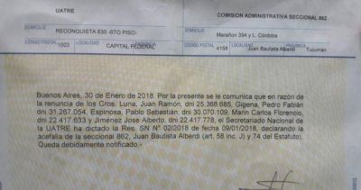 La Uatre intervino una seccional opositora y la acusan de querer �tranzar� con los empleadores