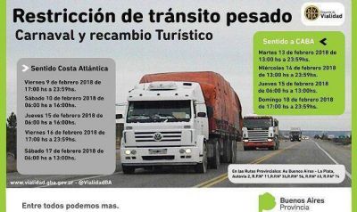 Se restringe la circulaci�n de camiones por el feriado de carnaval y el recambio tur�stico