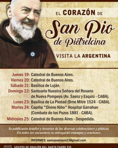 �D�nde estar� el coraz�n del Padre P�o en su visita a la Argentina?