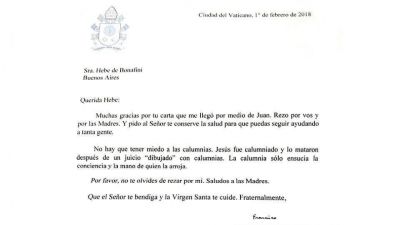 Carta del Papa para Hebe
