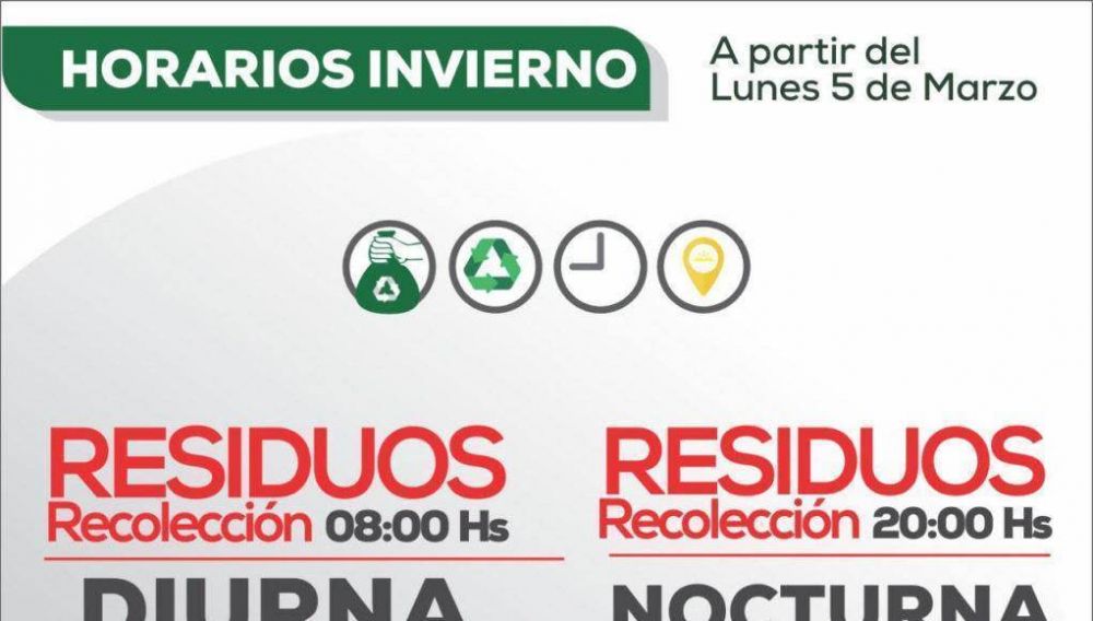 El operativo de recolecci�n de residuos vuelve al horario invernal