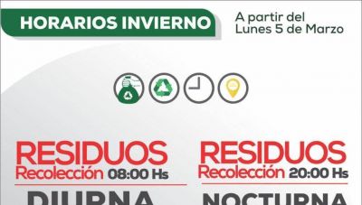 El operativo de recolecci�n de residuos vuelve al horario invernal