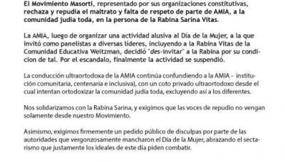 Fuerte rechazo de la comunidad jud�a a la AMIA