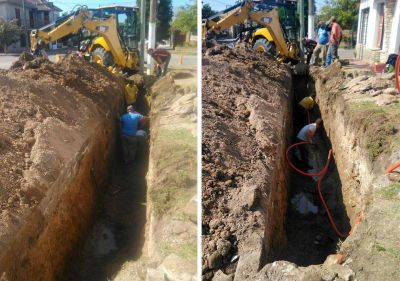 Fuertes trabajos para reparar la red de cloacas