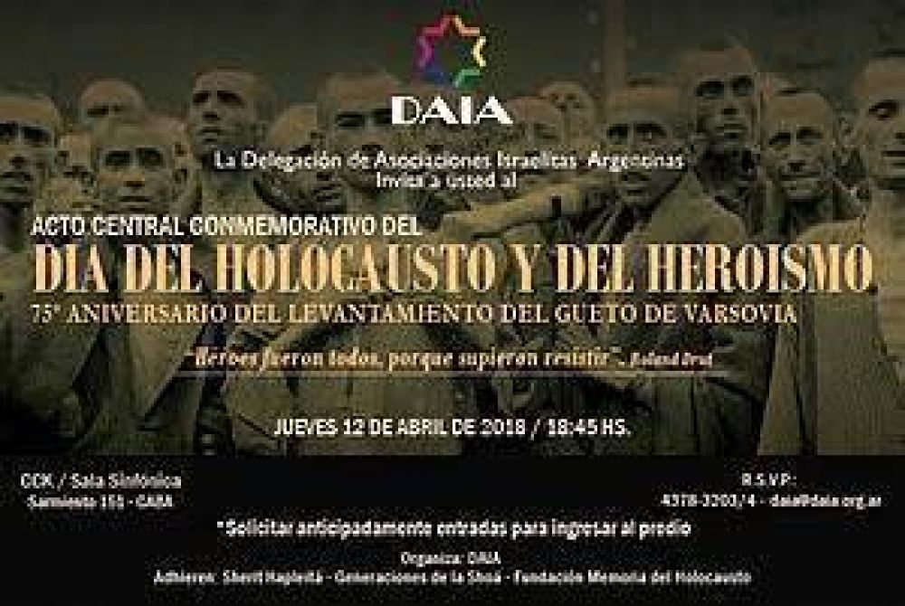 La DAIA organiza el Acto Central por el Da del Holocausto en el CCK