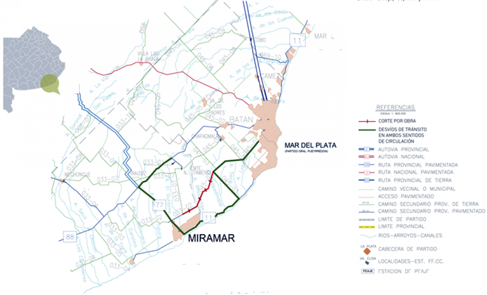 Desv�os por obras en el Camino Viejo a Miramar