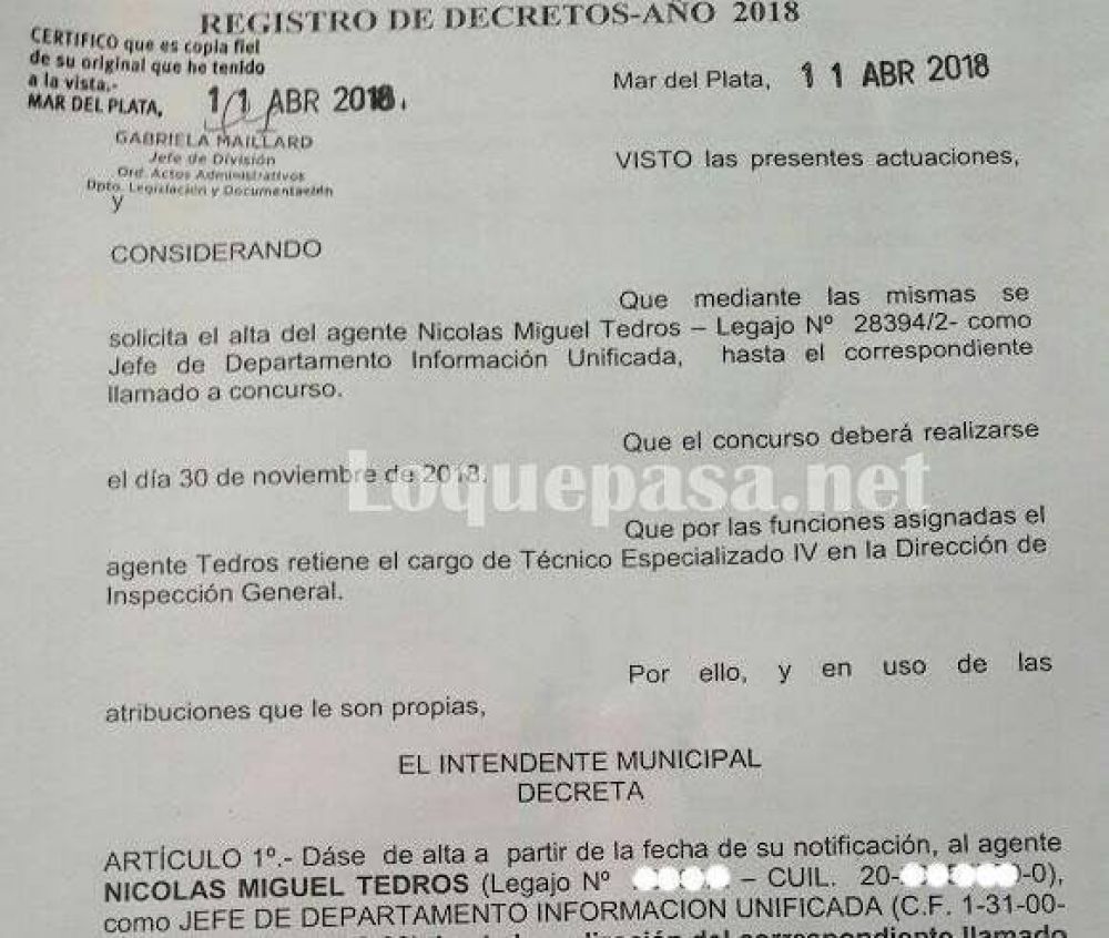 Siguen los decretos de Arroyo: otro familiar que tendr� cargo en la gesti�n