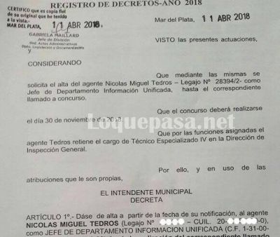 Siguen los decretos de Arroyo: otro familiar que tendr� cargo en la gesti�n