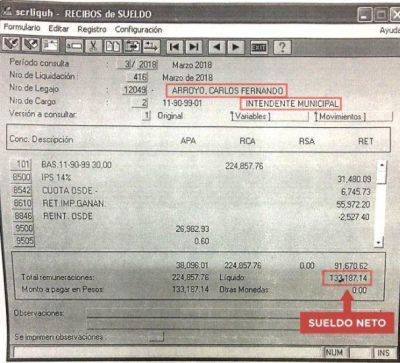 Arroyo public� su recibo de sueldo