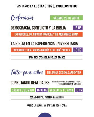 Presencia de Sociedad Biblica en la Feria del Libro en Palermo