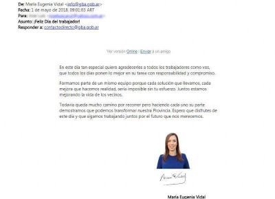 Vidal salud� a los trabajadores a trav�s de un correo electr�nico