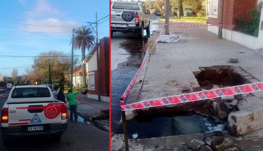 Una p�rdida de agua abri� un socav�n en la esquina del hospital neuropsiqui�trico