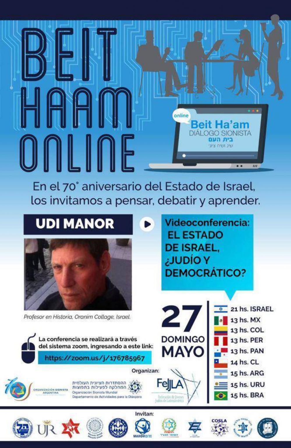 Dialogo sionista con Udi Manor en video conferencia: El Estado de Israel, Judo y democrtico?