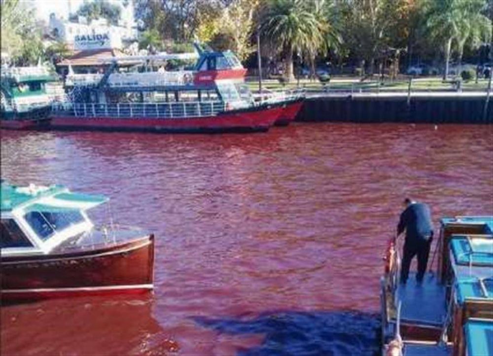 Tigre: apuntan a una f�brica textil o una curtiembre por el derrame que ti�� de rojo el r�o