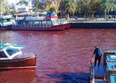 Tigre: apuntan a una f�brica textil o una curtiembre por el derrame que ti�� de rojo el r�o