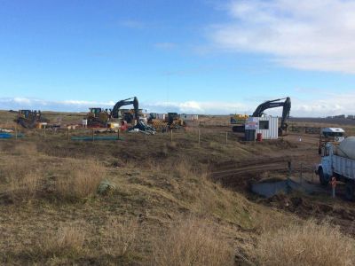 La construcci�n del parque e�lico ya removi� un m�dano en el Campo Cipriano