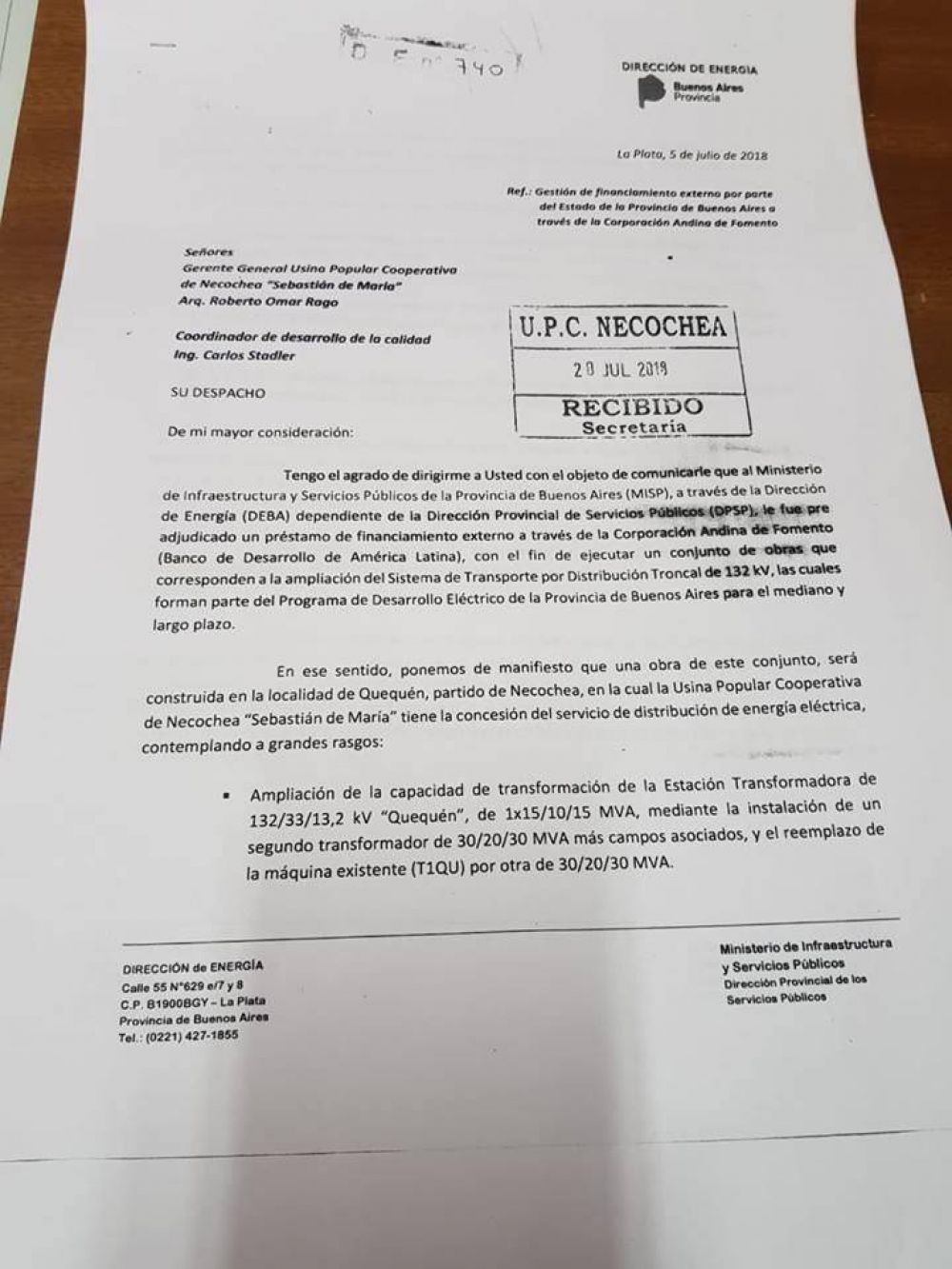 Preadjudican pr�stamo a la UPC para una obra que ampliar� la oferta el�ctrica en Quequ�n