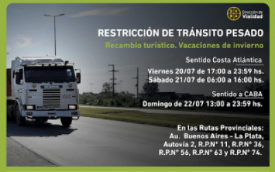 Restricci�n de camiones en rutas de la Provincia de Buenos Aires por las vacaciones de invierno