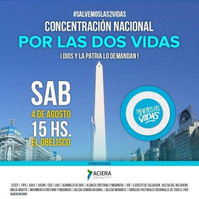 Se espera multitudinaria concentraci�n evang�lica a favor de las dos vidas frente al obelisco