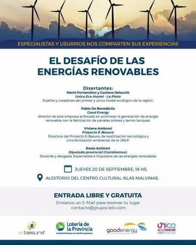 Con entrada libre y gratuita, debatir�n sobre energ�as renovables en el Centro Cultural Islas Malvinas