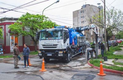Limpian desag�es pluviales en distintos puntos del casco urbano