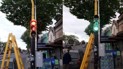 Implementan sem�foros con led de alta visibilidad en pleno centro 