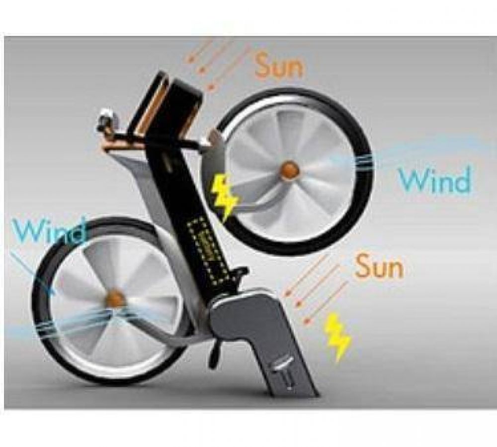 Bicicleta que produce energa elica y solar revoluciona