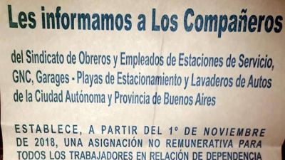 El Sindicato comunic� a sus afiliados que deben cobrar el bono en dos cuotas