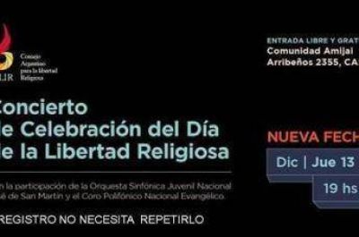 Cambio de fecha del Concierto de Celebraci�n del D�a de la Libertad Religiosa
