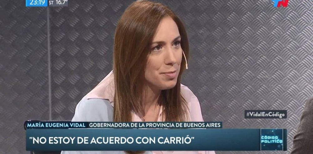Mara Eugenia Vidal no adhiere al protocolo de Patricia Bullrich pero rechaza las crticas de Elisa Carri