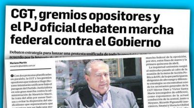 CGT y la oposici�n marchan juntas el 4/4 a Plaza de Mayo