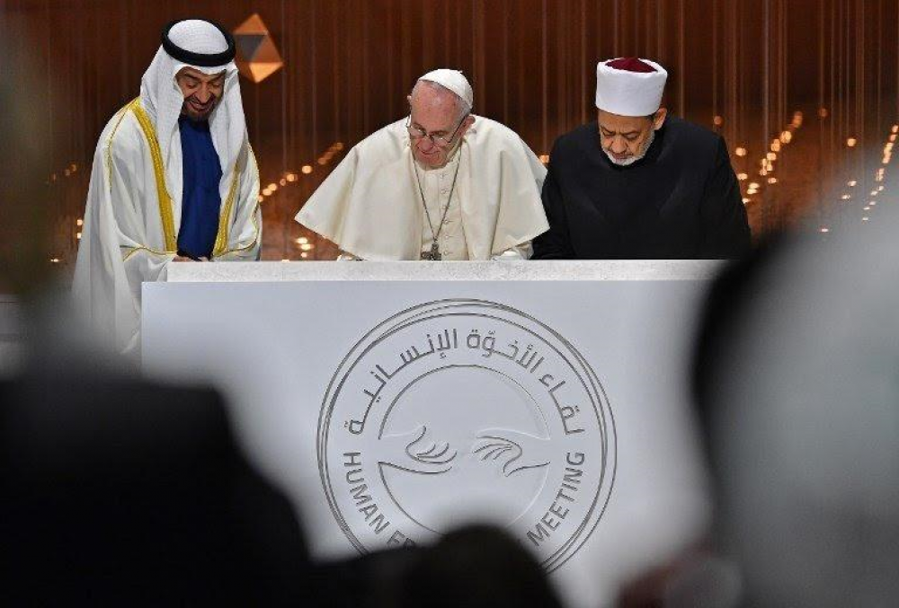 Con una carta, el Papa se uni al acto por la fraternidad humana