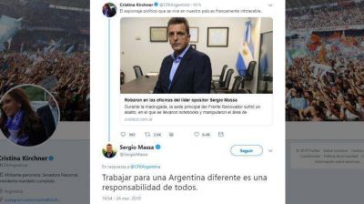 Tras 9 a�os, Cristina Kirchner y Sergio Massa volvieron a hablar, pero en Twitter