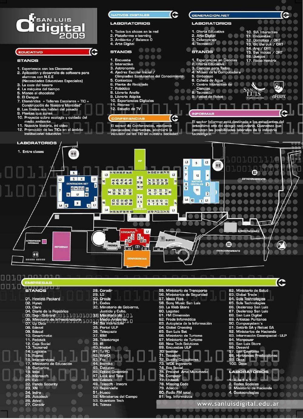 La agenda y el mapa de San Luis Digital 2009 