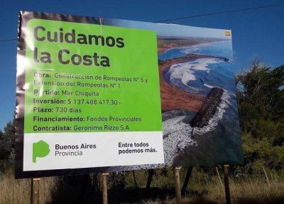Mar Chiquita: Comenz� la construcci�n de un rompeolas para cuidar la costa