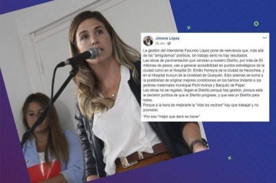 En el medio de un Paro Jimena L�pez publica en su Facebook �Hay que trabajar y no prometer. Por eso mejor que decir es hacer�