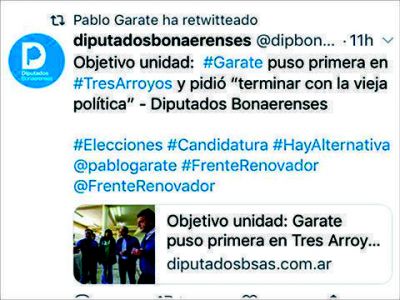 Todo dicho: Garate retwitteó noticia que lo define como candidato a intendente