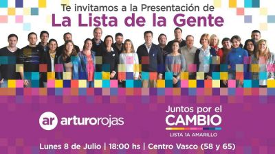 Arturo Rojas presentar� este lunes la lista para las primarias de agosto