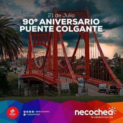 El Entur convoca a la comunidad a los festejos por el aniversario del Puente Colgante
