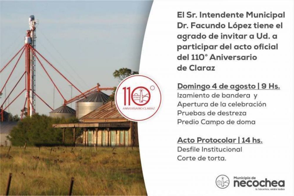 Claraz cumple 110 a�os de vida: Los festejos ser�n el domingo 4 de agosto 