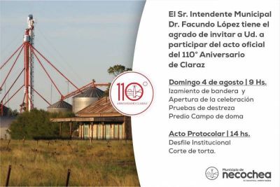 Claraz cumple 110 a�os de vida: Los festejos ser�n el domingo 4 de agosto 
