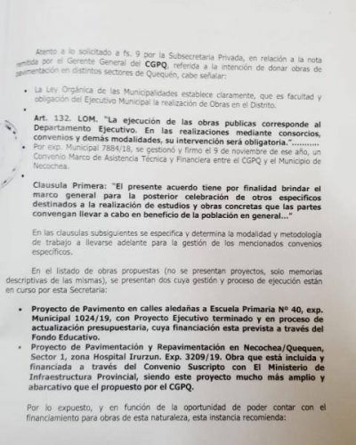 Desde el municipio aceptan obras de donaci�n del Puerto pero plantean respetar la LOM y el convenio establecido