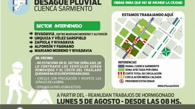 El pr�ximo lunes reanudar�n los trabajos en los pluviales de la Cuenca Sarmiento