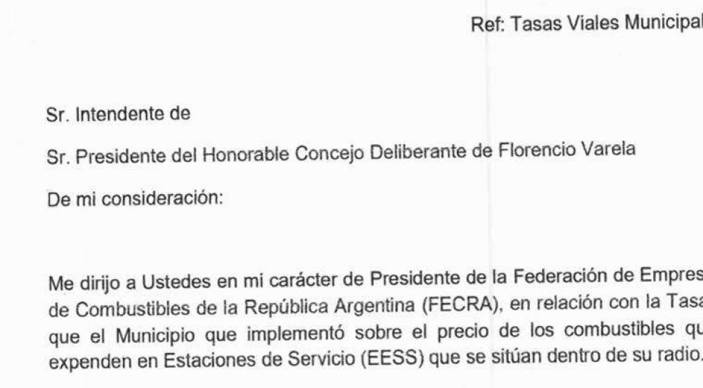 FECRA presentó un dictamen para impugnar el pago de la Tasa Vial